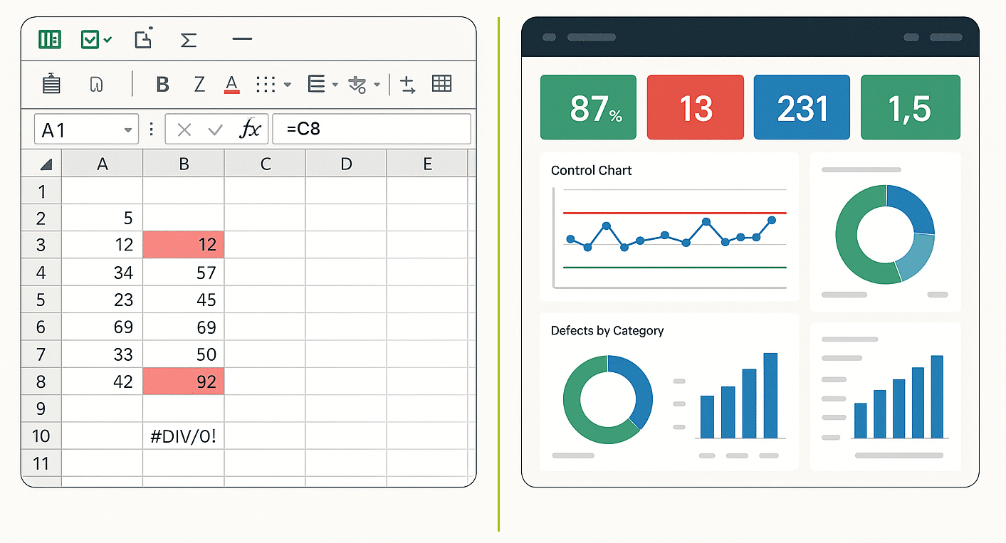 Gestão da qualidade com Excel vs. ferramenta digital da qualidade
